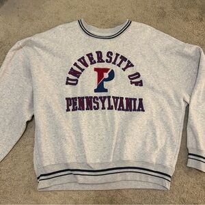 Hollister Cream and Black Striped Collar University of Pennsylvania Sweatshirt